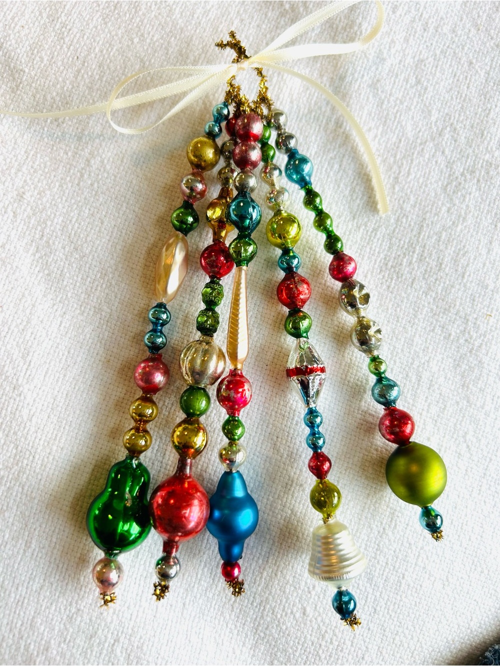 Vintage repurposed mercury glass  bead, icicle holiday Christmas ornaments
